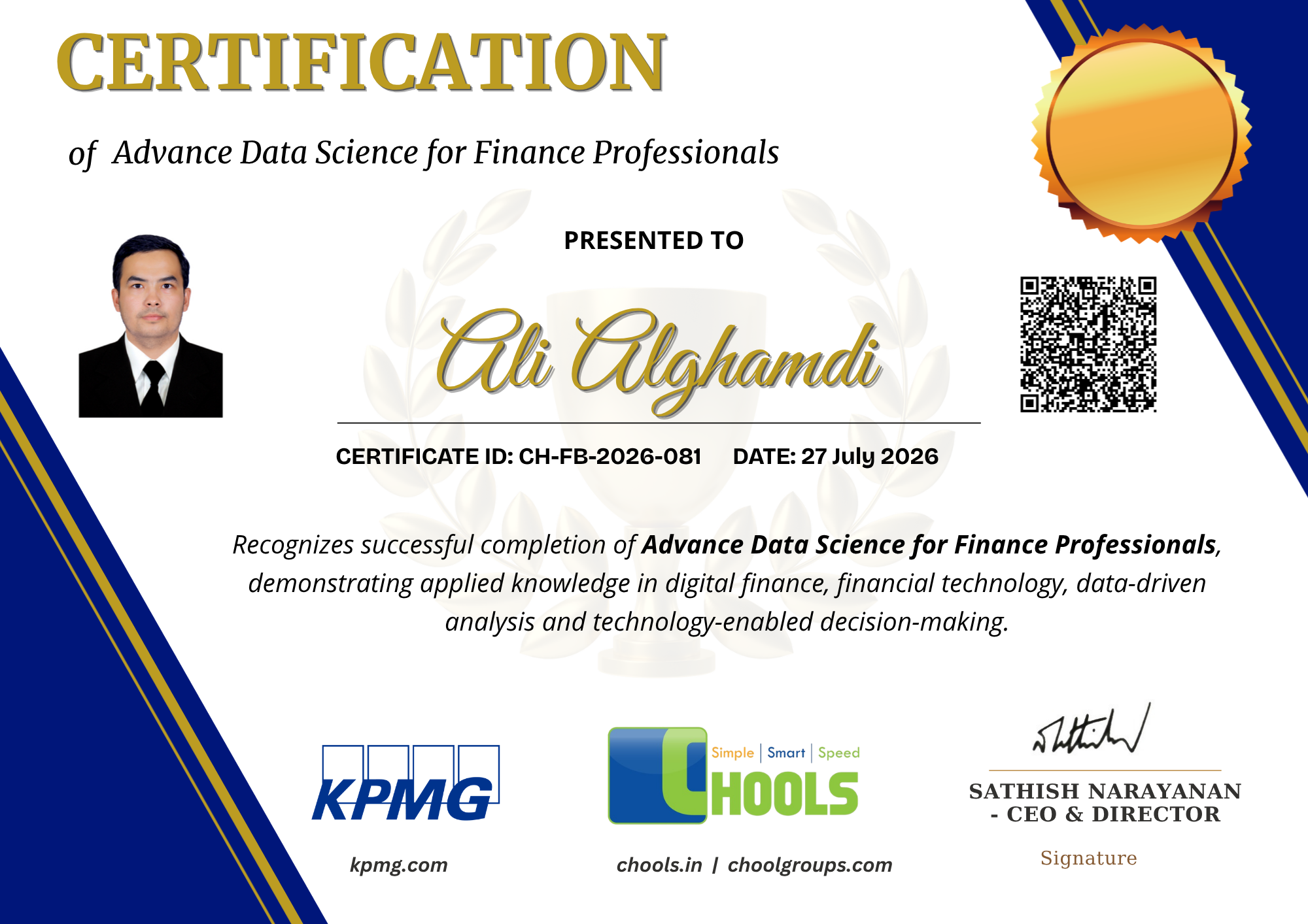 Advance Data Science for Finance Professionals Certificate